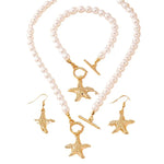 Load image into Gallery viewer, Pearl starfish pendant necklace bracelet earrings elegant and fashionable daily banquet jewelry gift set 2024