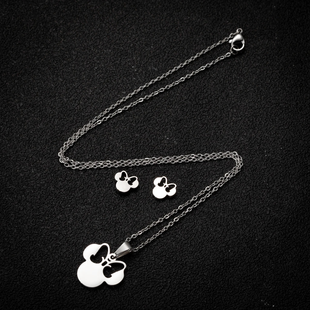 SMJEL Stainless Steel Necklaces for Women Jewelry Mini Animal Rabbit Necklace Heart Beat Dog Paw Print Collier Femme Wholesale