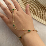 Load image into Gallery viewer, 316L Stainless Steel New Fashion Fine Jewelry 10 Different Embed Stone Zircon Charm Chain Bracelets Ring All In One For Women
