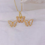 Load image into Gallery viewer, Fashion European and American Cute Micro-inlaid Butterfly Necklace Earrings Set Classic Light Luxury Transparent Stainless Steel