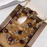 Load image into Gallery viewer, French Colored Crystal Pearl Necklace Set Retro Luxury Temperament Vintage Flower Collar Chain for Women