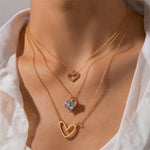 Load image into Gallery viewer, Crystal Zircon Heart Charm Layered Pendant Necklace Set for Women Charms Fashion Square Rhinestone Female Vintage Jewelry Gifts