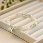 Load image into Gallery viewer, 925 Sterling Silver Bracelet Jade Green White Bell Bamboo Geometric Punk For Woman Girl Fashion Jewelry Gift Dropship Wholesale
