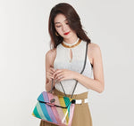 Load image into Gallery viewer, Kurt Geiger Women's Chain Shoulder Crossbody Bag Luxury Designer Handbag 2024 New Fashion Stitching Rainbow Color Leather Wallet