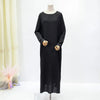 Women Long Dresses Muslim Ramadan Loose Maxi Dress Solid Crew Neck ,Elegant Long Sleeve Muslim Abaya ,Women's Clothing