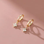 Load image into Gallery viewer, 925 Silver Needle Zircon Four Leaf Hoop Earrings for Women Girls Fashion Huggies Party Wedding Jewelry Gift eh190