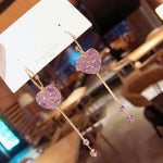Load image into Gallery viewer, Square Geometry Long Fashion Girl Tassel Flower Purple Rhinestone Earrings Korean Love Heart Wholesale Earring Jewlery For Women