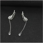 Load image into Gallery viewer, Delysia King Women Angel Wings Feather Earrings Ear Stud Trendy Crystal Tassel Jewelry