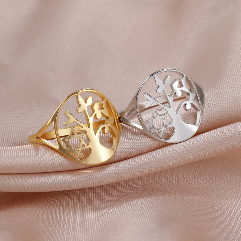 Skyrim Stainless Steel Tree of Life Ring for Women Vintage Amulet Finger Rings Jewelry Mother's Day Gift 2024