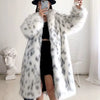 Thick Leopard Women Winter Maxi Faux Fox Fur Coat Jacket Long Warm Luxury Fur Black Parkas Bontjas Furry Shaggy Outerwear