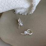 Load image into Gallery viewer, French Sweet Bowknot Pearl Pendant Hoop Earrings For Women Silver Color Elegant Ear Buckle Bithday Party Jewelry Accessories