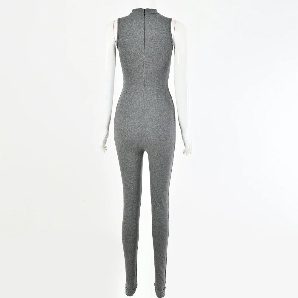 Hot selling 2022 summer new women's sleeveless slim fitting high waisted sports jumpsuit