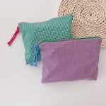 Load image into Gallery viewer, Makeup Storage Bag Fashion Contrast Color Storage Bag Purses Cotton Zipper Pouch Women Plaid Portable Travel Cosmetic Bag