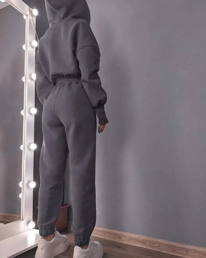 Fleece Sport Jumpsuit Women's Playsuit Sportswear Female Long Sleeve Zipper Hoodies Jumpsuits Zipper Up Autumn Winter Overalls