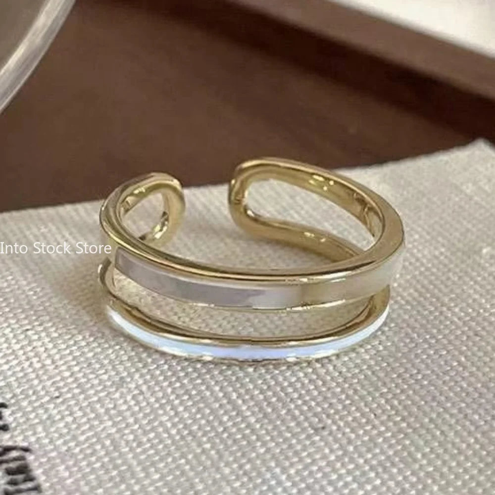 Trendy Retro Geometric Colorful Drip Glaze Open Rings for Women Adjustable Exquisite Gold Color Finger Rings Jewelry Gifts