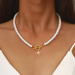 Load image into Gallery viewer, Fashion A- Z Letters Necklaces for Women Gold Color Initial Pendant Pearl Chain English Letter Neckalces Jewelry Alphabet Gifts