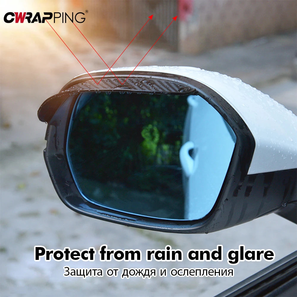 2PCS Car Rearview Mirror Rain Eyebrow Carbon Fiber Sun Visor Shade Cover Protector Clear Vision for Rain Car Mirror Accessories
