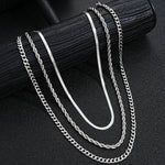 Load image into Gallery viewer, 2024 New Simple Stainless Steel Silver Color Jewelry Sets for Men Unisex Punk Vintage Smooth Ring Necklace Bracelet Set Gifts