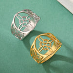 Load image into Gallery viewer, LIKGREAT Witch Knot Ring for Women Men Hollow Stainless Steel Finger Rings Celtic Vintage Amulet Protection Couple Jewelry Gifts