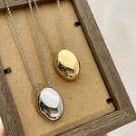 Load image into Gallery viewer, Fashion Jewelry Popular Style Earring Necklace Set Chian Smooth Oval Metal Pendant Necklace For Women Girl Gift Accessories