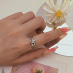 Load image into Gallery viewer, FAMSHIN New Simple Stereoscopic Butterfly Crystal Rings For Women Silver Color Open Adjustable Rings Punk Girls Jewlery Gift