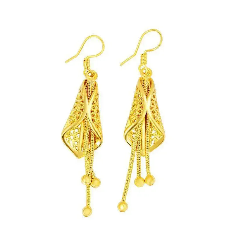 UMQ Copy 24k gold color Curved Hook Women's Stud Earrings for Mother's Wedding jewelry Long Time no Fade Fashion Earrings gift