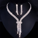 Load image into Gallery viewer, Exquisite Shiny Bow Crystal Necklace Set Jewelry Fashion Luxury Bridal Wedding Party Rhinestone Jewelry Necklace Accessories