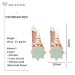 Load image into Gallery viewer, S&Z DESIGN New Fashion Round Crystal Drop Earrings Women Trendy Jewelry 585 Rose Gold Color Micro Inlay Cubic Zirconia Eardrop