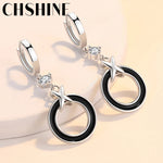 Load image into Gallery viewer, CHSHINE 925 Sterling Silver Circle Ring Earrings For Lady Lovers Banquet Party Jewelry