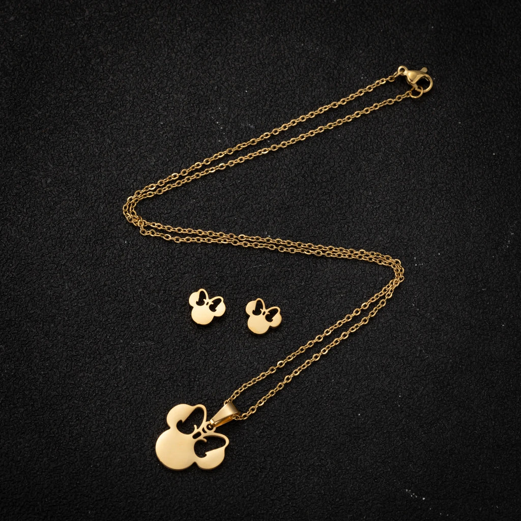 SMJEL Stainless Steel Necklaces for Women Jewelry Mini Animal Rabbit Necklace Heart Beat Dog Paw Print Collier Femme Wholesale