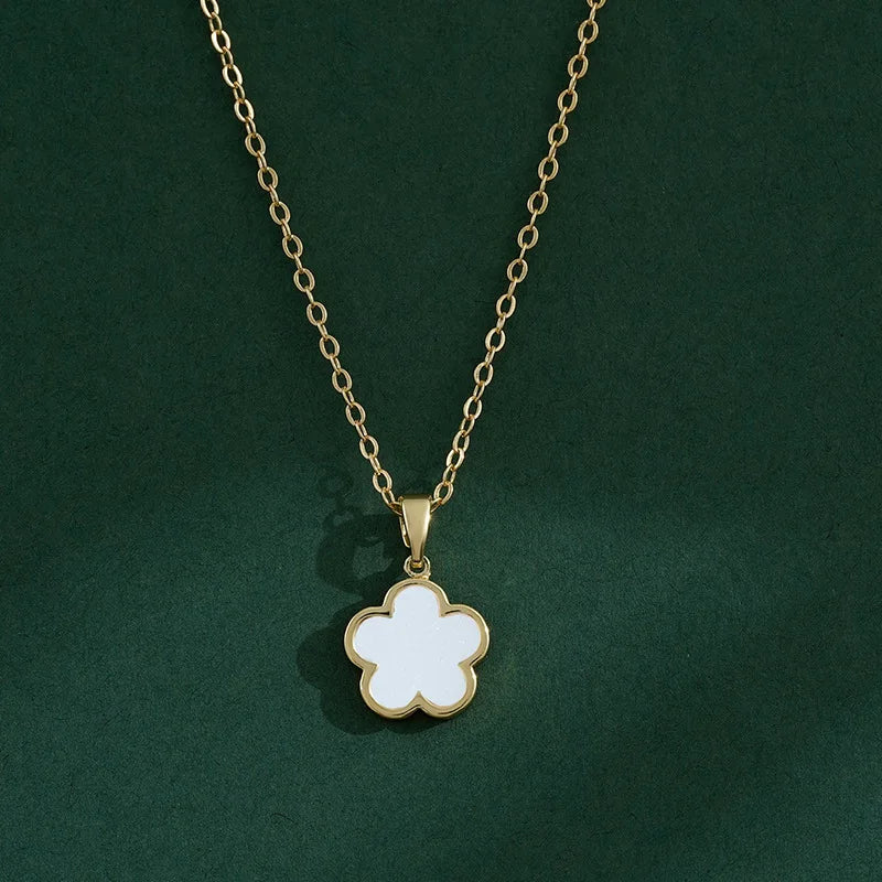 Simple Five Petal Flower Pendant Necklace for Women Girls Minimalist Flowers Choker Neck Chain Wedding Party Office Jewelry