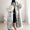 Thick Leopard Women Winter Maxi Faux Fox Fur Coat Jacket Long Warm Luxury Fur Black Parkas Bontjas Furry Shaggy Outerwear