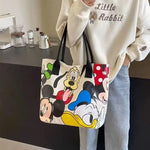 Load image into Gallery viewer, Disney Cute Donald Duck Large Capacity Mummy Bag Stitch Canvas Bag Women's Single Shoulder Simple Student Handbag School Bag