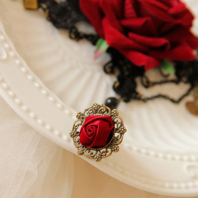 Rose Lace Hand Chain Ring Bracelet Chain Tassel Finger Bracelet Hand Jewelry