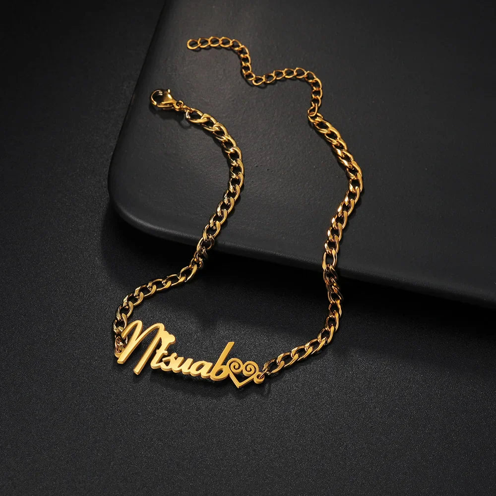 Diamon Personalized Custom Name Bracelet Set Stainless Steel Jewelry Celtic Knot Thick Chain Nameplate for Women Jewelry Gifts