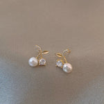 Load image into Gallery viewer, New Design Petite Cherry Delicate Stud Earrings For Women Lovely Cute Zircon Rhinestone Bow Bowknot Earring Usual Jewelry Gifts