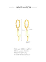 Load image into Gallery viewer, ROXI 925 Sterling Silver Lightning Pendant Stud Earrings For Women brincos Personality Hanging Stud Earrings Punk Jewelry Korean