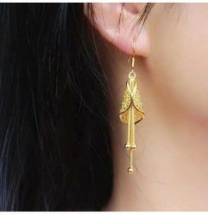 UMQ Copy 24k gold color Curved Hook Women's Stud Earrings for Mother's Wedding jewelry Long Time no Fade Fashion Earrings gift