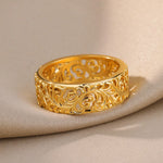 Load image into Gallery viewer, Hollow Flower Rings For Women Gold Color Stainless Steel Ring Female Engagement Wedding Party Finger Jewelry Gift 2024 Trend