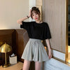 5Xl Summer Shorts Skirts Women Elastic High Waist Casual Wide Leg Shorts Korean A Line Loose Mini Skirt Black Short Pants