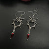 Vintage Punk Bat Heart shaped Earrings for Women Hip Hop Red Stone Pendant Personalized Earrings for Women's Party Jewelry