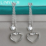 Load image into Gallery viewer, URMYLADY 925 Sterling Silver Hollow Solid Heart Earrings Eardrop For Women Charm Wedding Fashion Engagement Jewelry