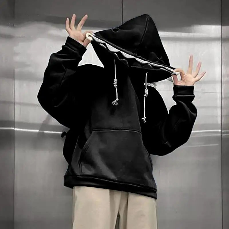 Shark Sweatshirt Women's Blue Hoodies Long Sleeve Shark Shape Couple Pullover Animal Hooded Cartoon Sweatshirt For Men Women