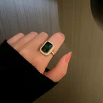 Load image into Gallery viewer, Luxury Emerald Color Earring Necklace Rings Set For Woman Stainless Steel Zircon Rectangle Pendant Necklace Party Jewelry Gift