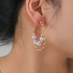 Load image into Gallery viewer, Stainless Steel Hoop Earrings for Women Metal Pearl Earrings Geometric Layer Circle Fashion Earing 2024 Trend Ear Rings New in