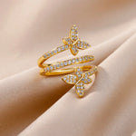 Load image into Gallery viewer, Butterfly Zircon Stainless Steel Rings For Women Trendy Crystal Couple Finger Ring Wedding Jewelry Valentine's Love Gift anillos