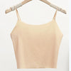 Women Ice Silk Seamless Crop Tops Girls Simple Solid Color Spaghetti Strap Camisole Basic Sleeveless Stretch Sport Vest Tank Top