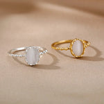 Load image into Gallery viewer, Fashion White Opal Rings For Women Gold Color Stainless Steel Opal Ring Wedding Engagement Jewelry Birthday Gift 2024