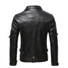 Vintage Motorcycle Multi-zip Jacket With Lapel Pu Leather Multi-pocket Leather Jacket