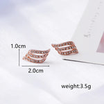 Load image into Gallery viewer, Full Crystal Three Rows S-shaped Stud Earrings for Women Personality Unique Angel Wing Leaf Feather Ear Wedding Jewelry